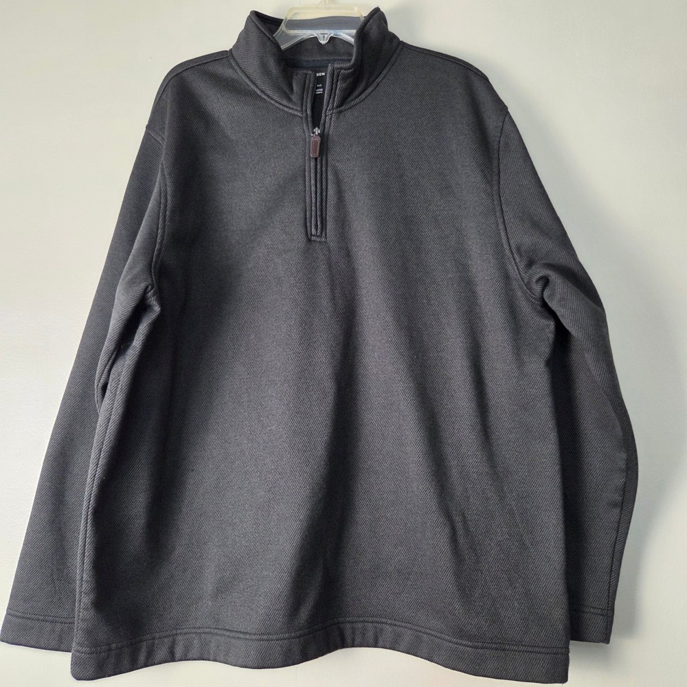 Van Heusen Mens XXL Charcoal Gray 1/4 Zip Pullover Classic Fit Textured Sweater